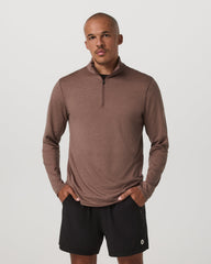 Ponto Half Zip Mock Neck Men's Sable Heather Layer | Vuori Sale