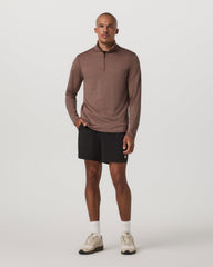 Ponto Half Zip Mock Neck Men's Sable Heather Layer | Vuori Sale