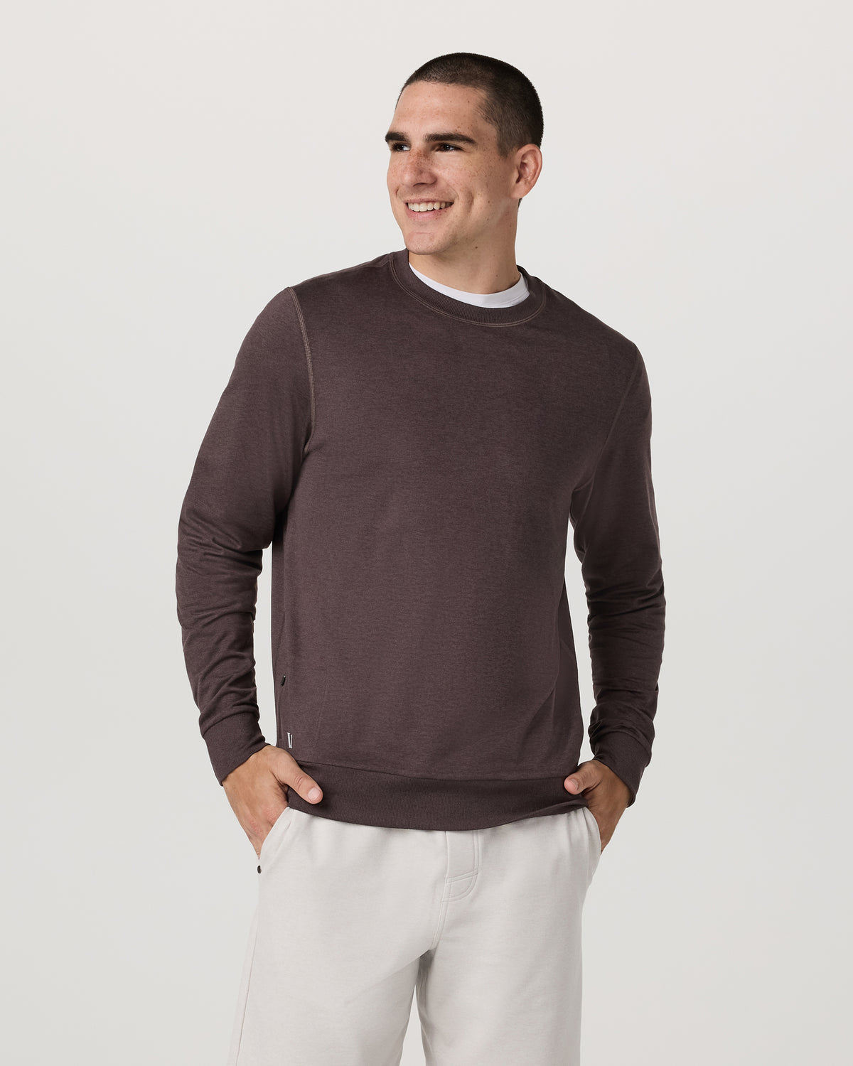 Ponto Performance Crew Men's Sangria Heather Crew Neck | Vuori For sale