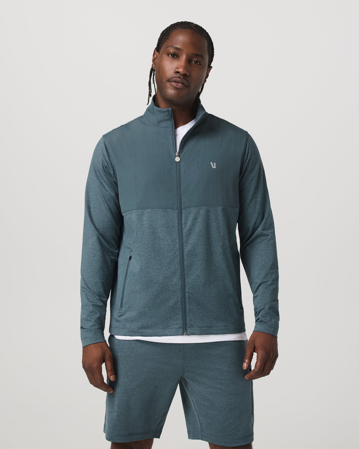 Sunday Element Track Jacket Men's Blue Sea Heather Jacket | Vuori US