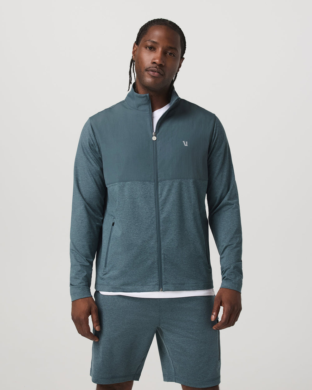 Sunday Element Track Jacket Men's Blue Sea Heather Jacket | Vuori US