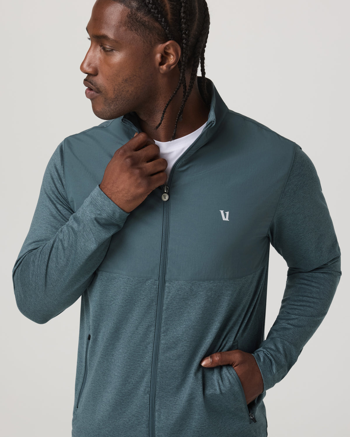 Sunday Element Track Jacket Men's Blue Sea Heather Jacket | Vuori US