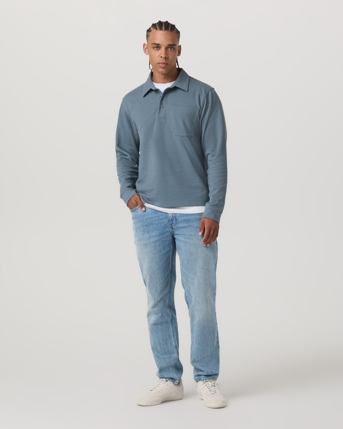 Long Sleeve Waffle Polo Men's Abyss Polo Shirt | Vuori Discount