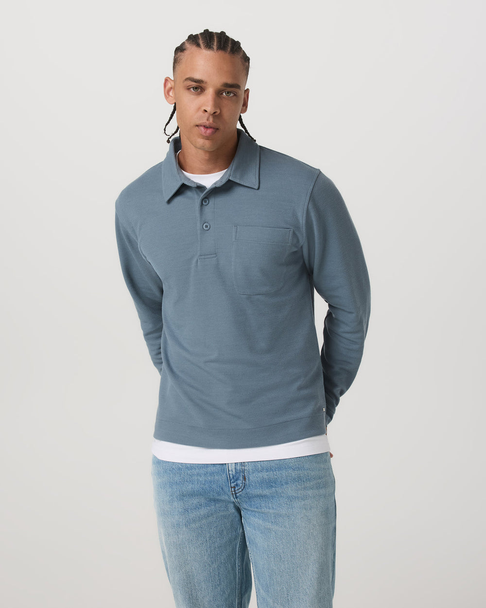 Long Sleeve Waffle Polo Men's Abyss Polo Shirt | Vuori Discount