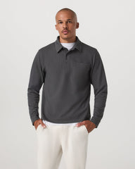 Long Sleeve Waffle Polo Men's Dark Pewter Polo Shirt | Vuori Sale