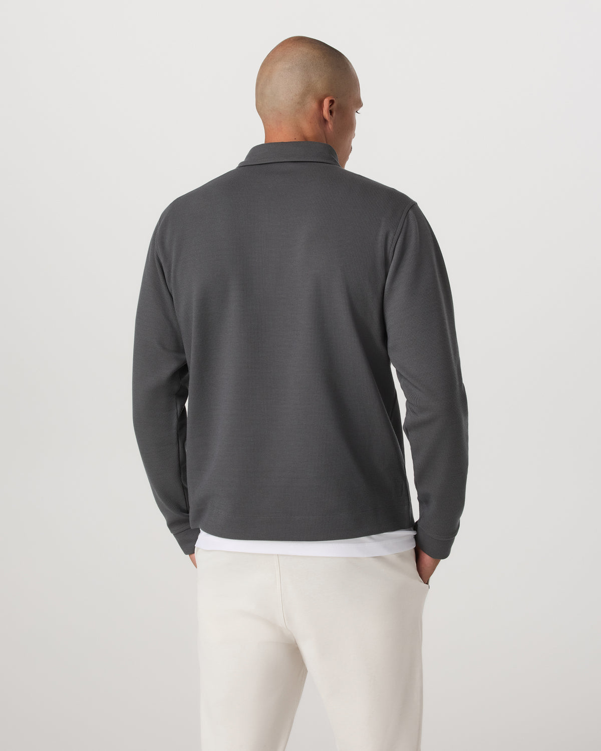 Long Sleeve Waffle Polo Men's Dark Pewter Polo Shirt | Vuori Sale