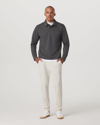 Long Sleeve Waffle Polo Men's Dark Pewter Polo Shirt | Vuori Sale