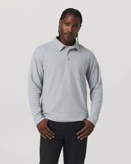 Long Sleeve Waffle Polo Men's Sea Fog Polo Shirt | Vuori Outlet