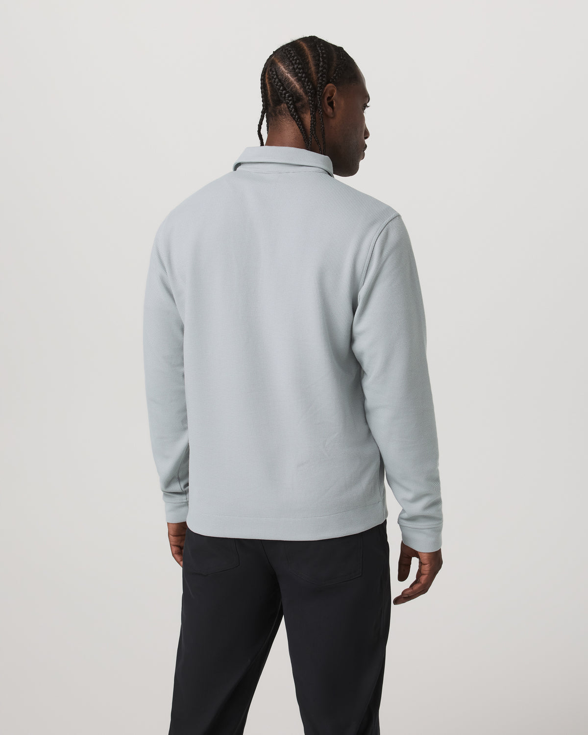Long Sleeve Waffle Polo Men's Sea Fog Polo Shirt | Vuori Outlet