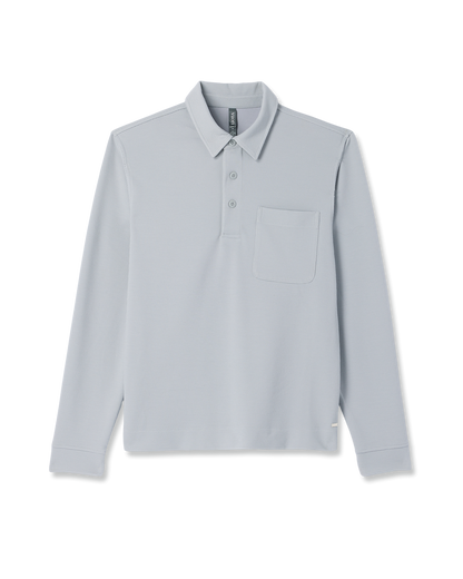 Long Sleeve Waffle Polo Men's Sea Fog Polo Shirt | Vuori Outlet