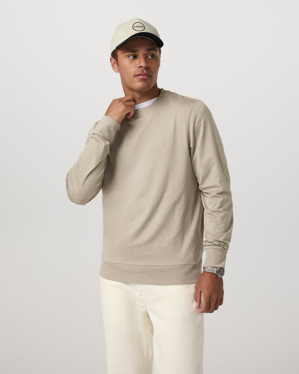 Ponto Performance Crew Men's Truffle Heather Crew Neck | Vuori Clothing
