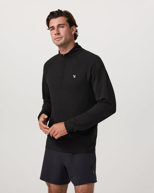 Clearview Seamless Quarter Zip Men's Black Long Sleeve | Vuori