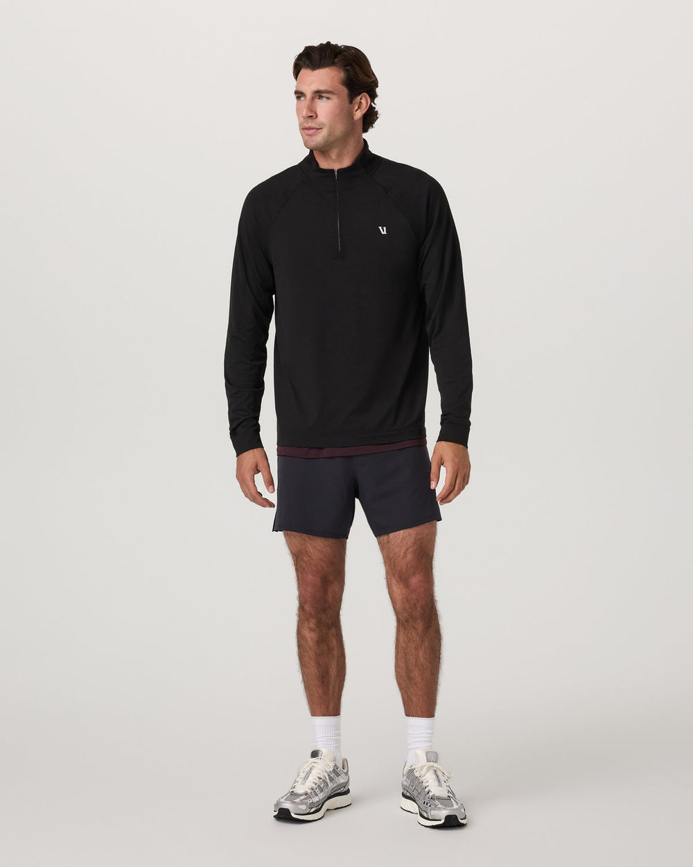 Clearview Seamless Quarter Zip Men's Black Long Sleeve | Vuori