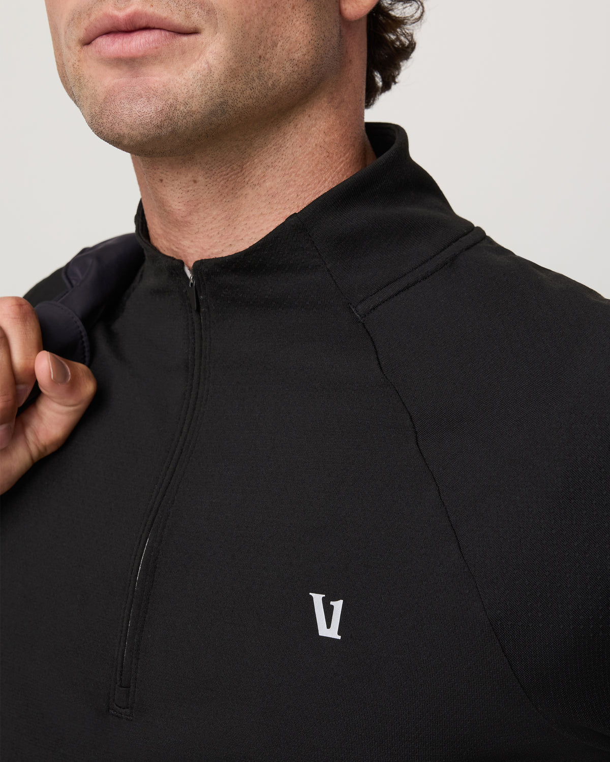 Clearview Seamless Quarter Zip Men's Black Long Sleeve | Vuori