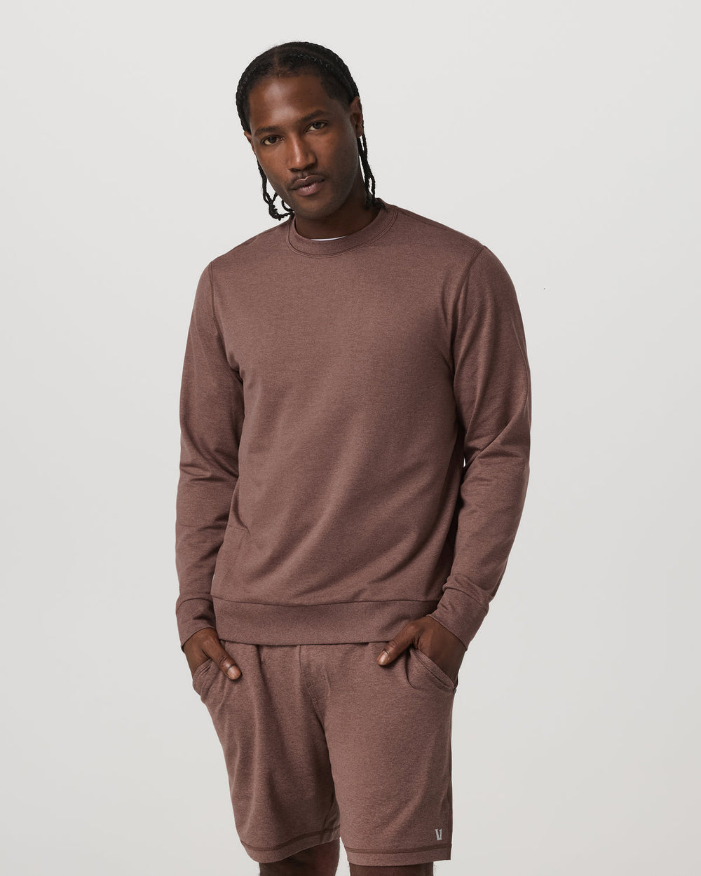 Ponto Performance Crew Men's Sable Heather Crew Neck | Vuori Online