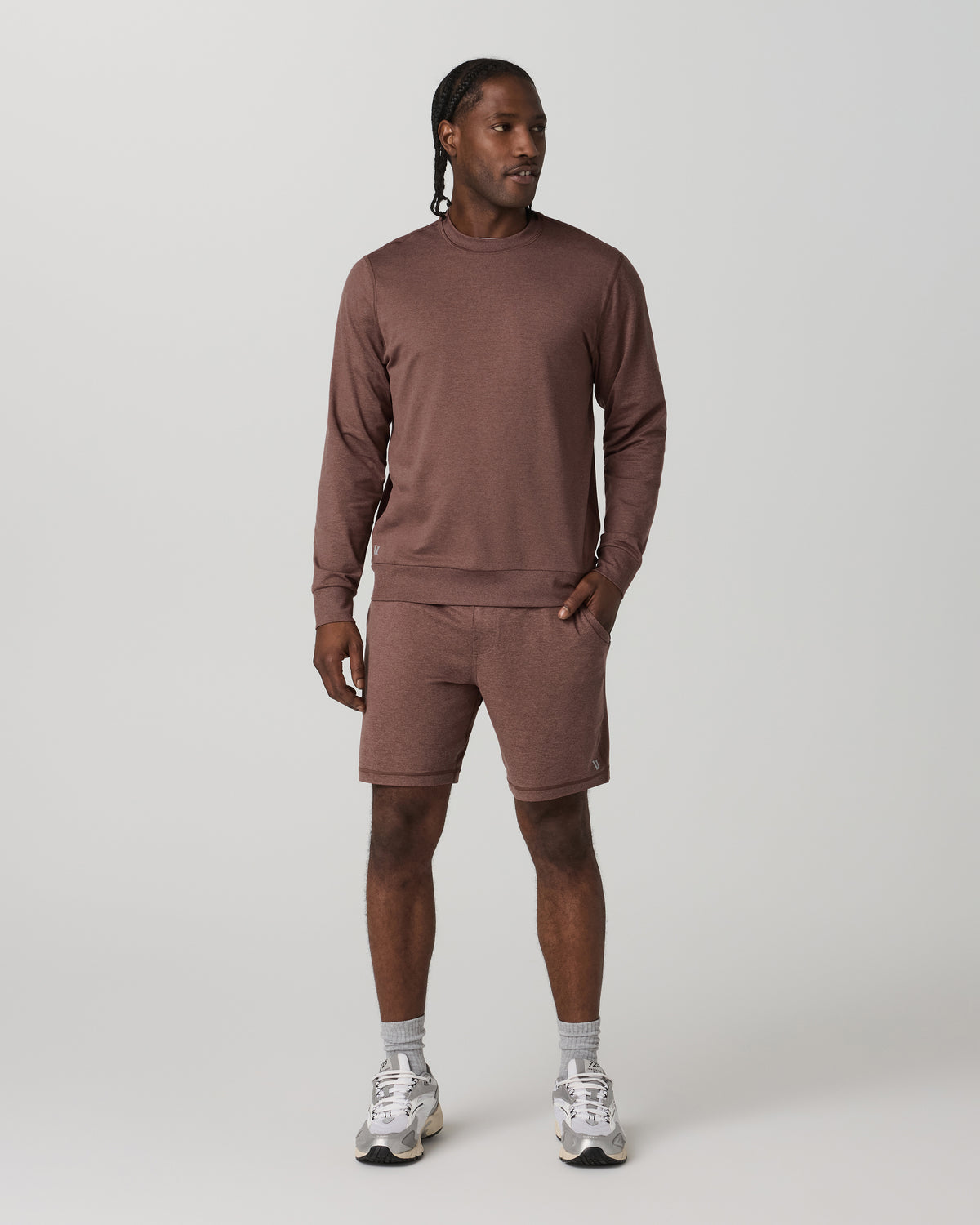 Ponto Performance Crew Men's Sable Heather Crew Neck | Vuori Online