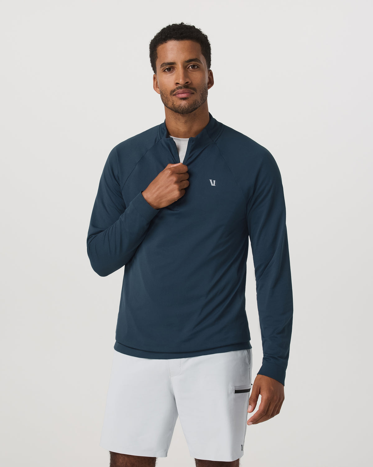 Clearview Seamless Quarter Zip Ocean Blue Long Sleeve | Vuori Clothing