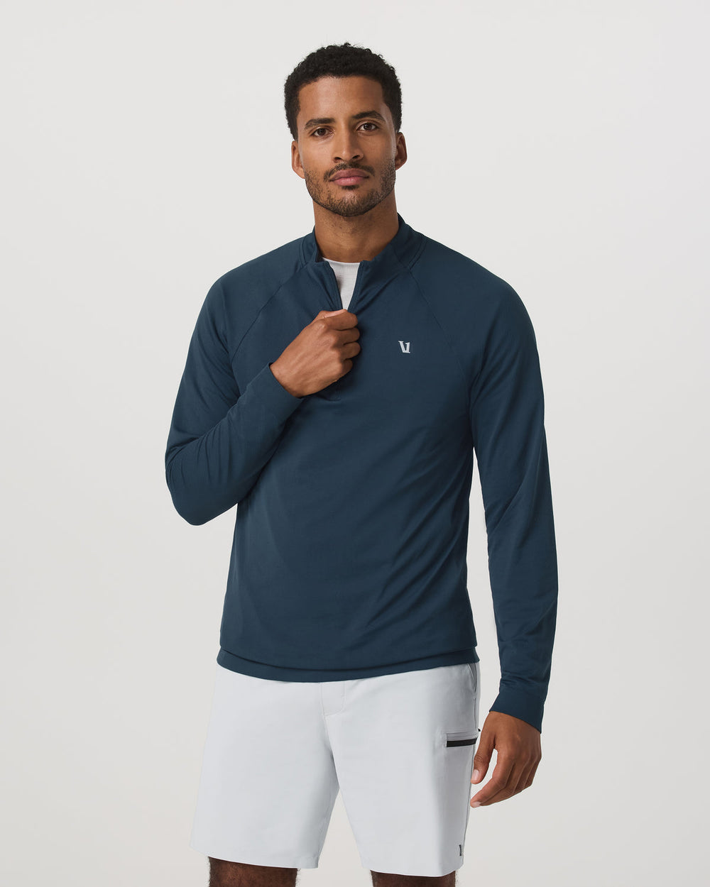 Clearview Seamless Quarter Zip Ocean Blue Long Sleeve | Vuori Clothing