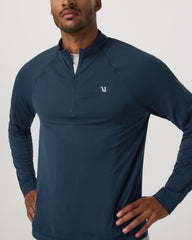 Clearview Seamless Quarter Zip Ocean Blue Long Sleeve | Vuori Clothing