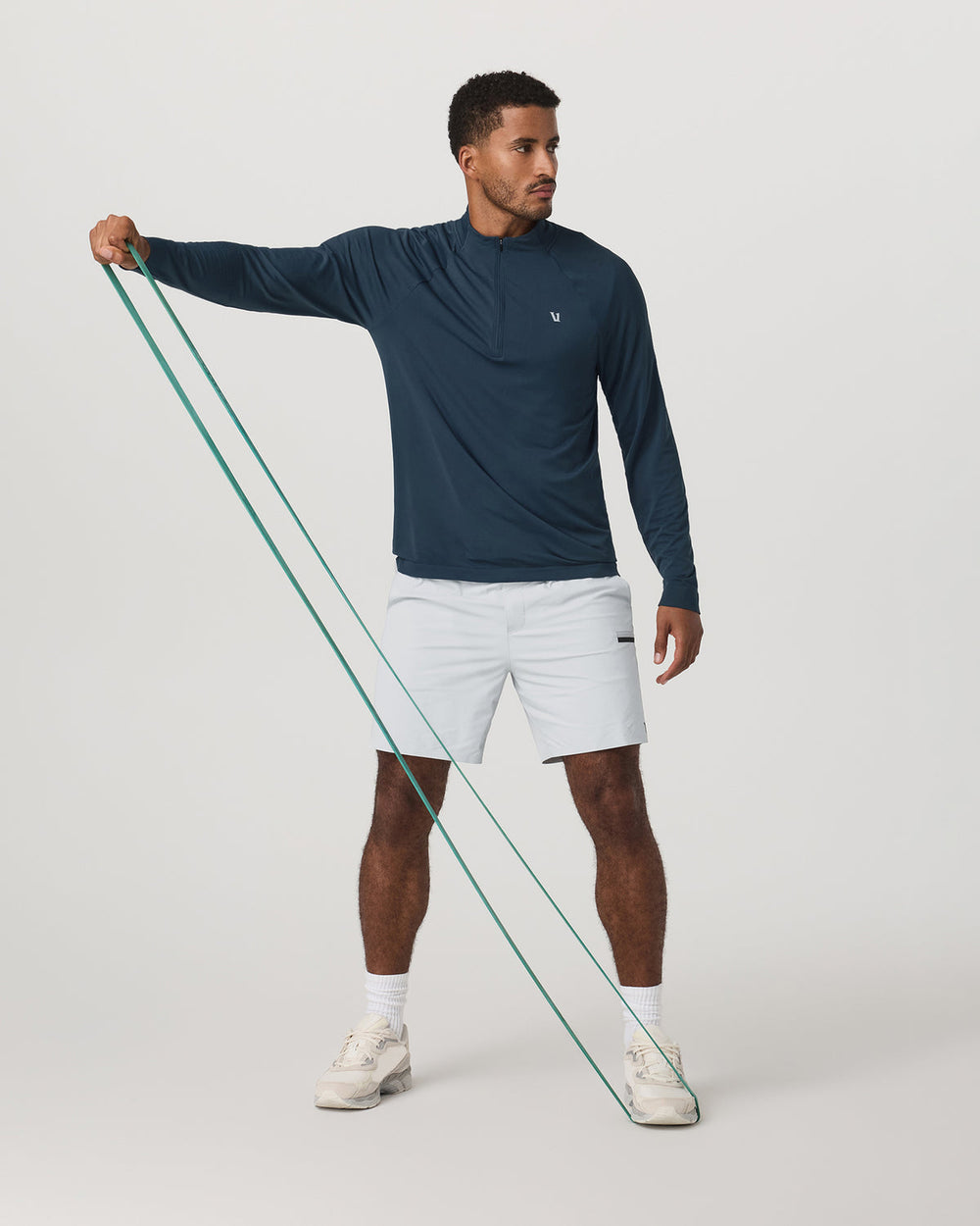 Clearview Seamless Quarter Zip Ocean Blue Long Sleeve | Vuori Clothing
