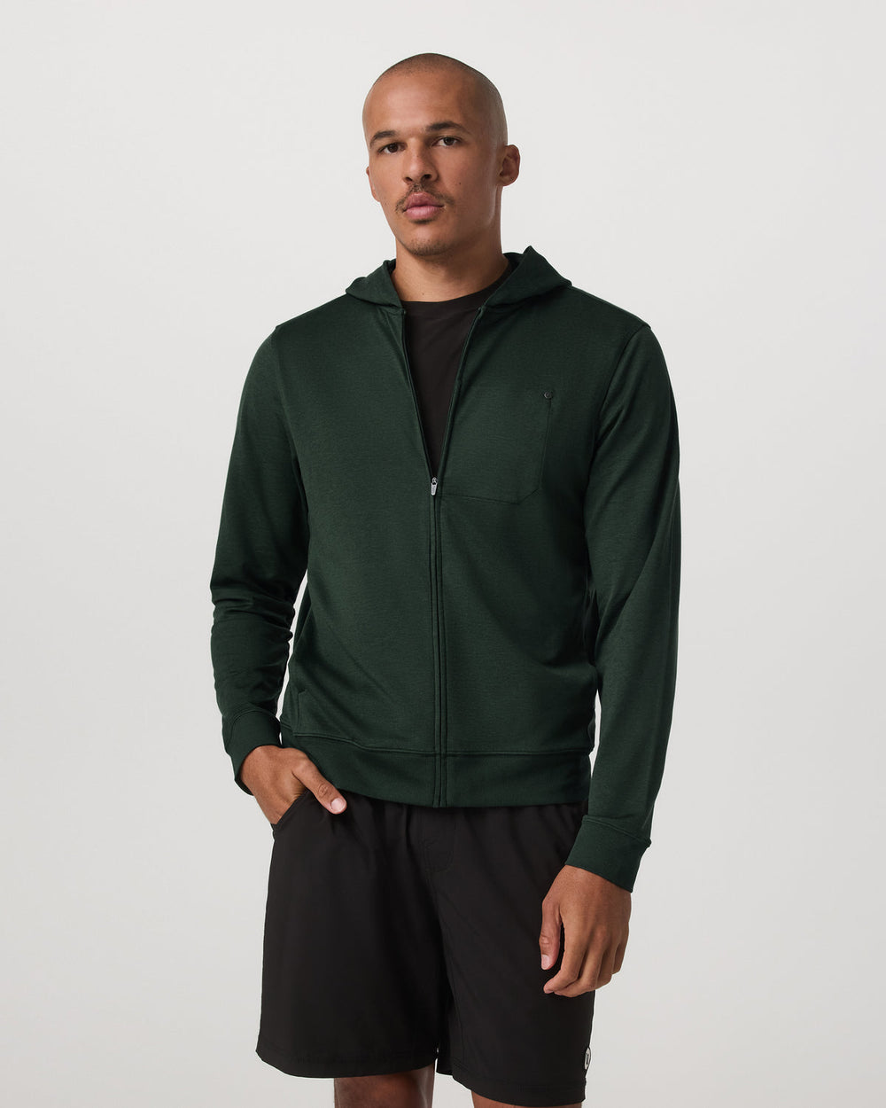 Ponto Full Zip Hoodie Men's Spruce Heather Hoodie | Vuori