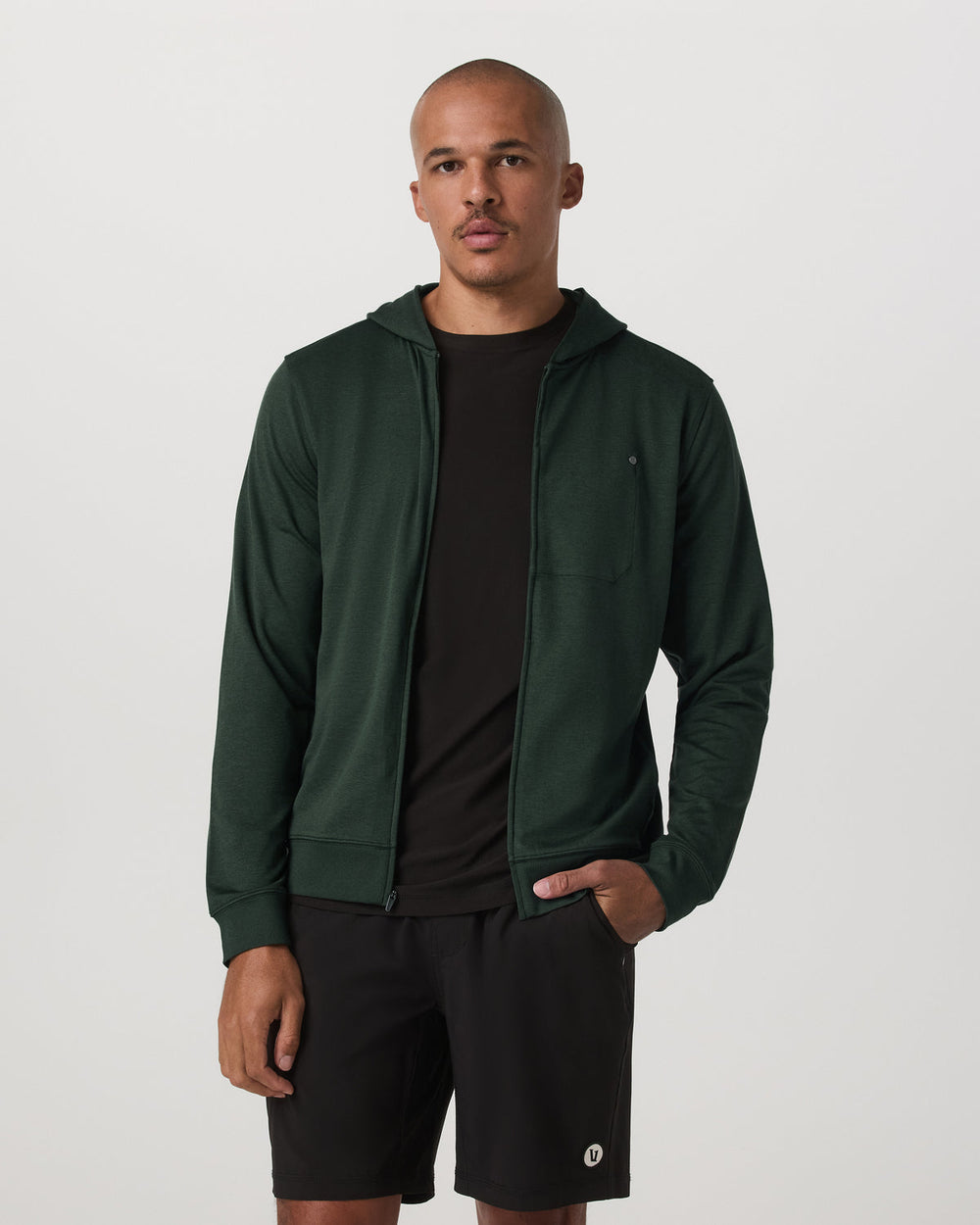 Ponto Full Zip Hoodie Men's Spruce Heather Hoodie | Vuori