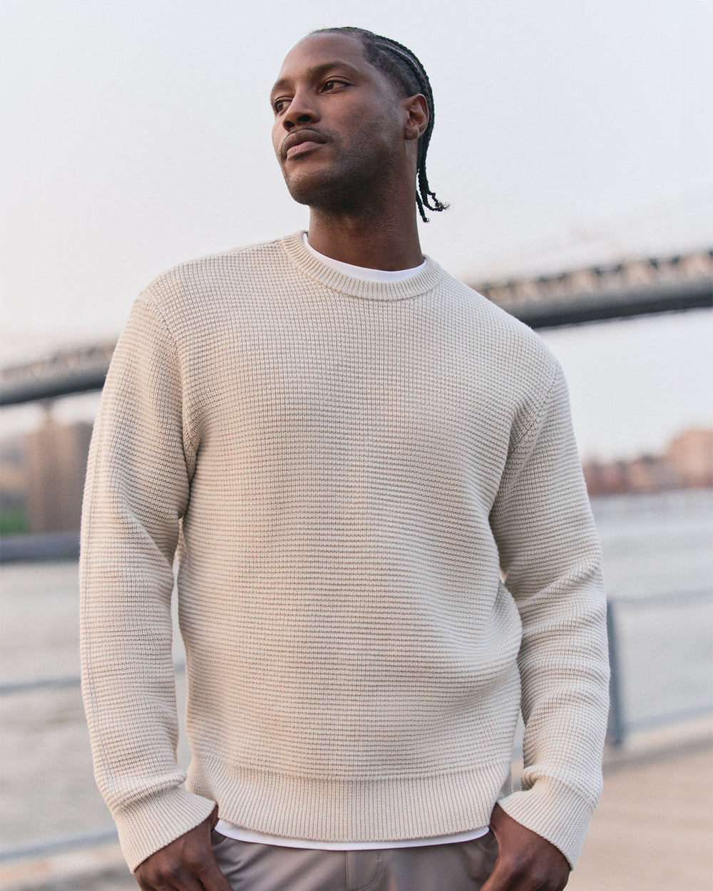 Denver Waffle Crew Sweater Men's Mushroom Wool Sweater | Vuori Online