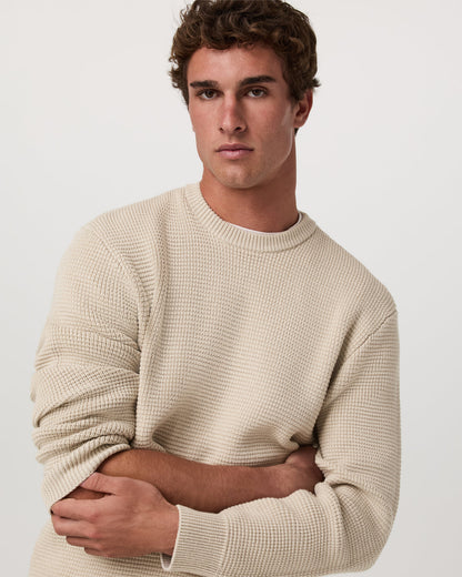 Denver Waffle Crew Sweater Men's Mushroom Wool Sweater | Vuori Online