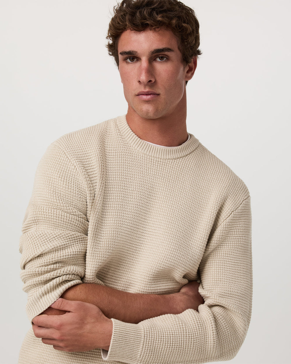 Denver Waffle Crew Sweater Men's Mushroom Wool Sweater | Vuori Online