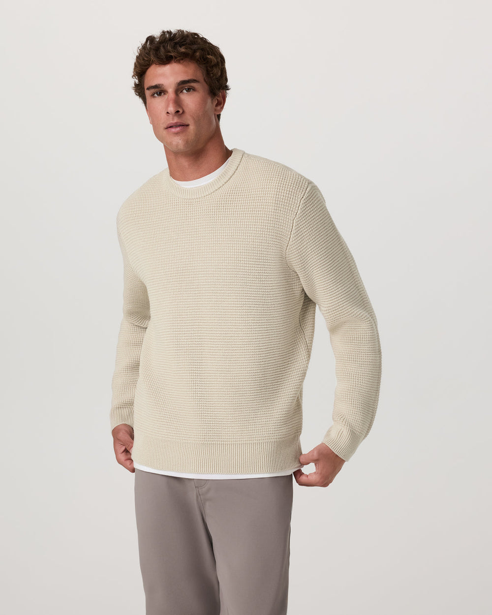 Denver Waffle Crew Sweater Men's Mushroom Wool Sweater | Vuori Online