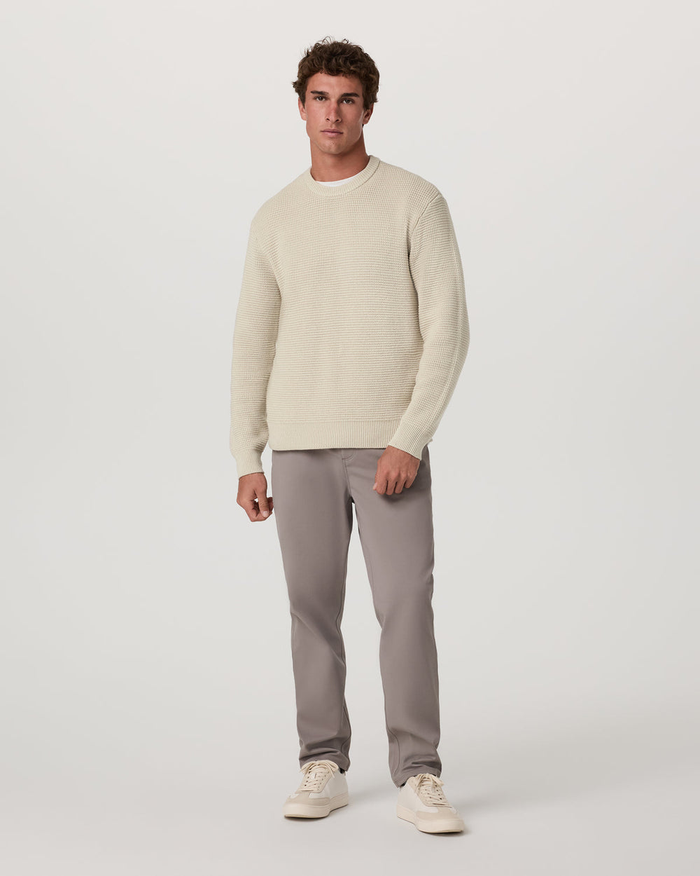 Denver Waffle Crew Sweater Men's Mushroom Wool Sweater | Vuori Online