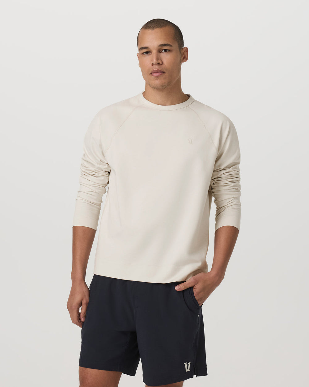 Coronado Crew - Relaxed Fit Men's Ivory Heather Crew | Vuori Outlet