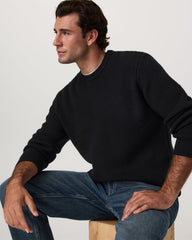 Denver Waffle Crew Sweater Men's Black Wool Sweater | Vuori Clothing