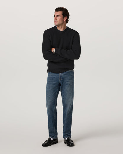 Denver Waffle Crew Sweater Men's Black Wool Sweater | Vuori Clothing