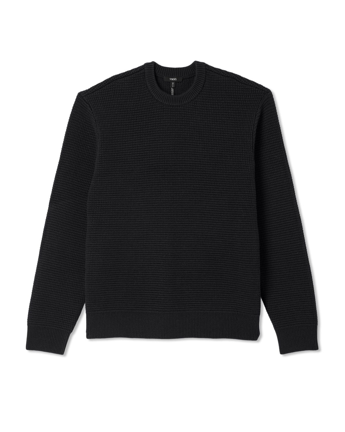 Denver Waffle Crew Sweater Men's Black Wool Sweater | Vuori Clothing