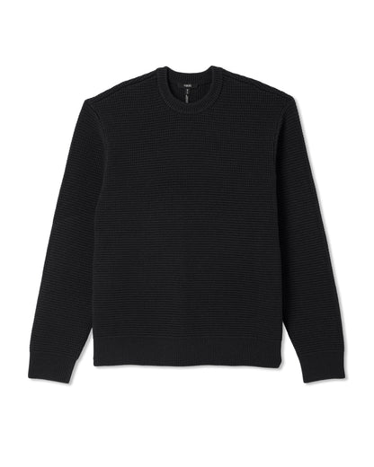 Denver Waffle Crew Sweater Men's Black Wool Sweater | Vuori Clothing