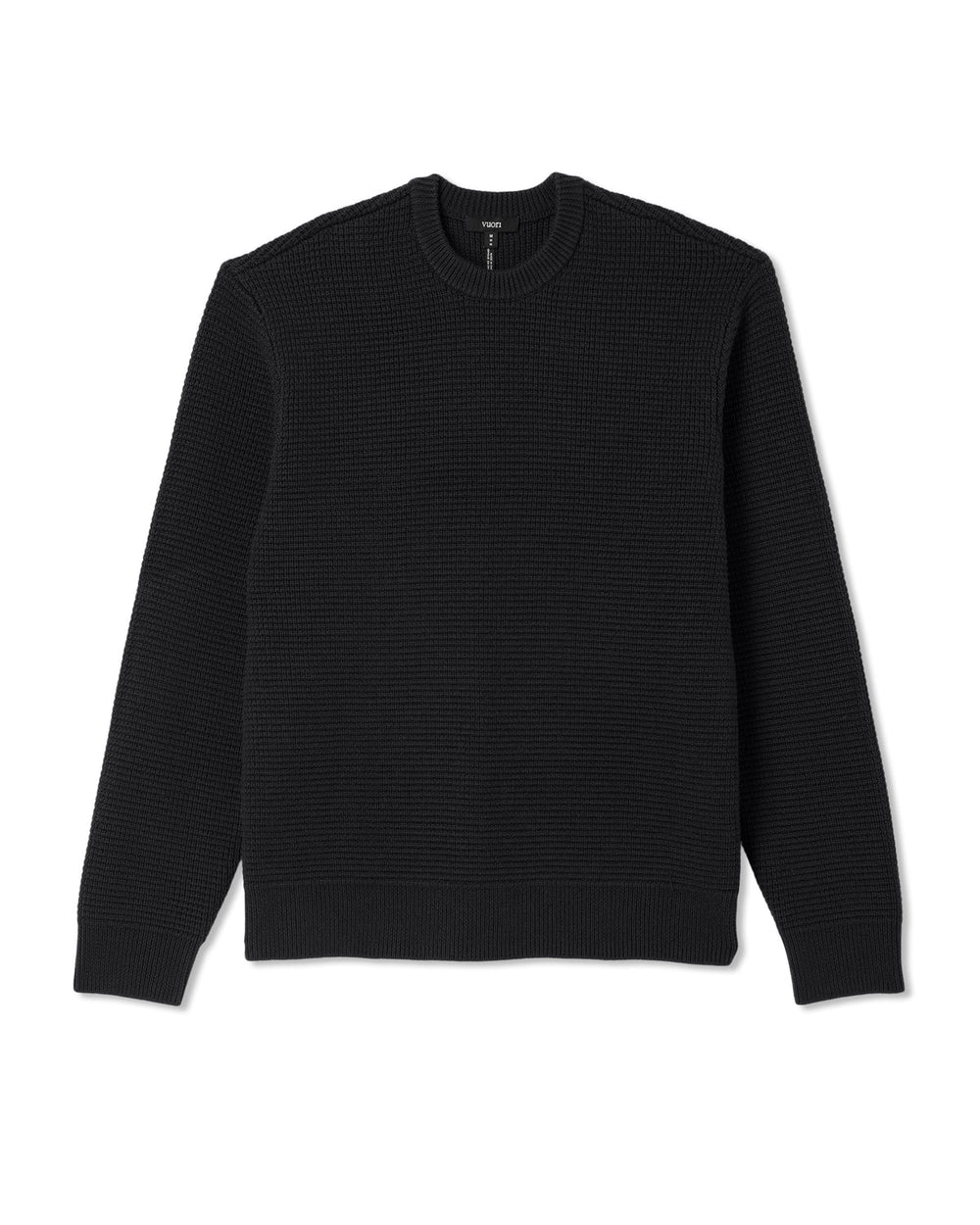 Denver Waffle Crew Sweater Men's Black Wool Sweater | Vuori Clothing