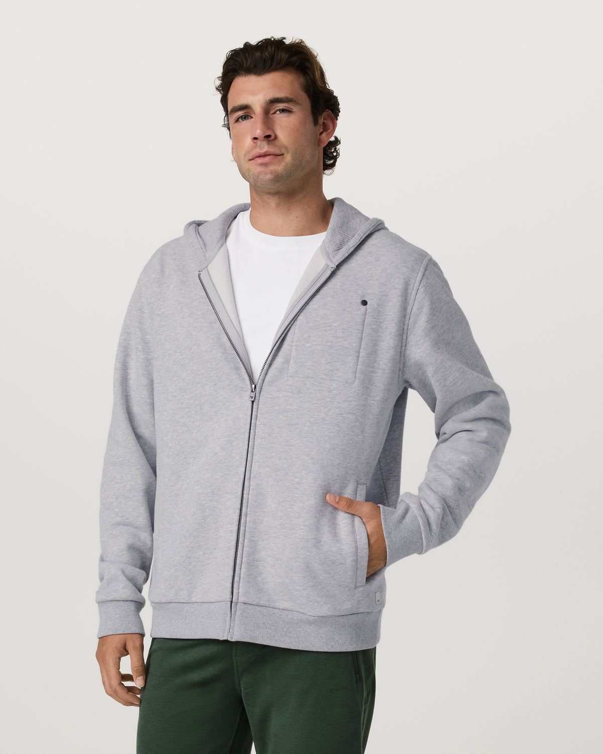 Seaside Full Zip 2.0 Men's Light Heather Grey Hoodie | Vuori