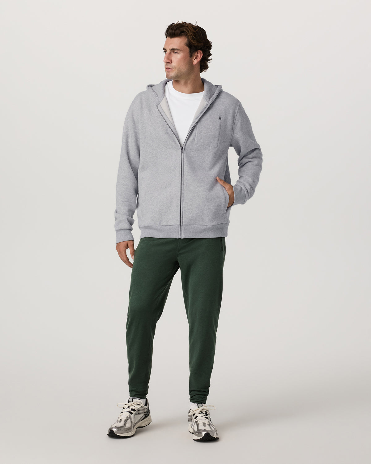 Seaside Full Zip 2.0 Men's Light Heather Grey Hoodie | Vuori