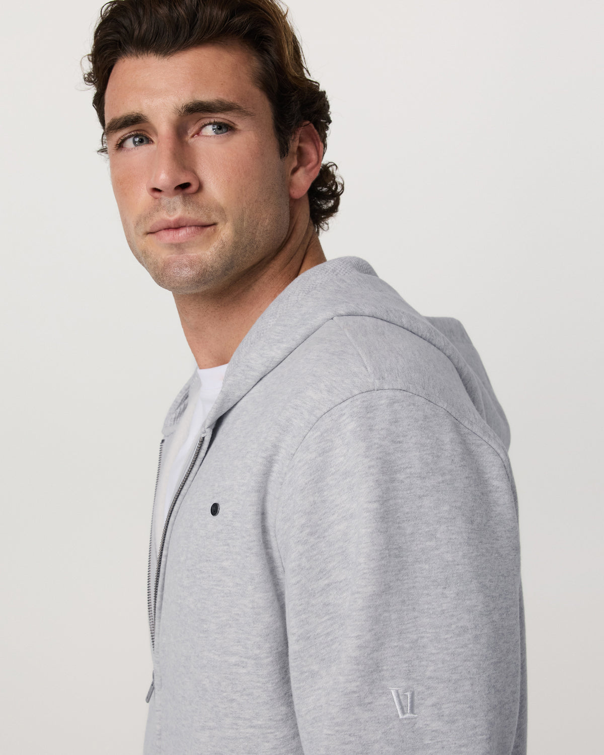 Seaside Full Zip 2.0 Men's Light Heather Grey Hoodie | Vuori