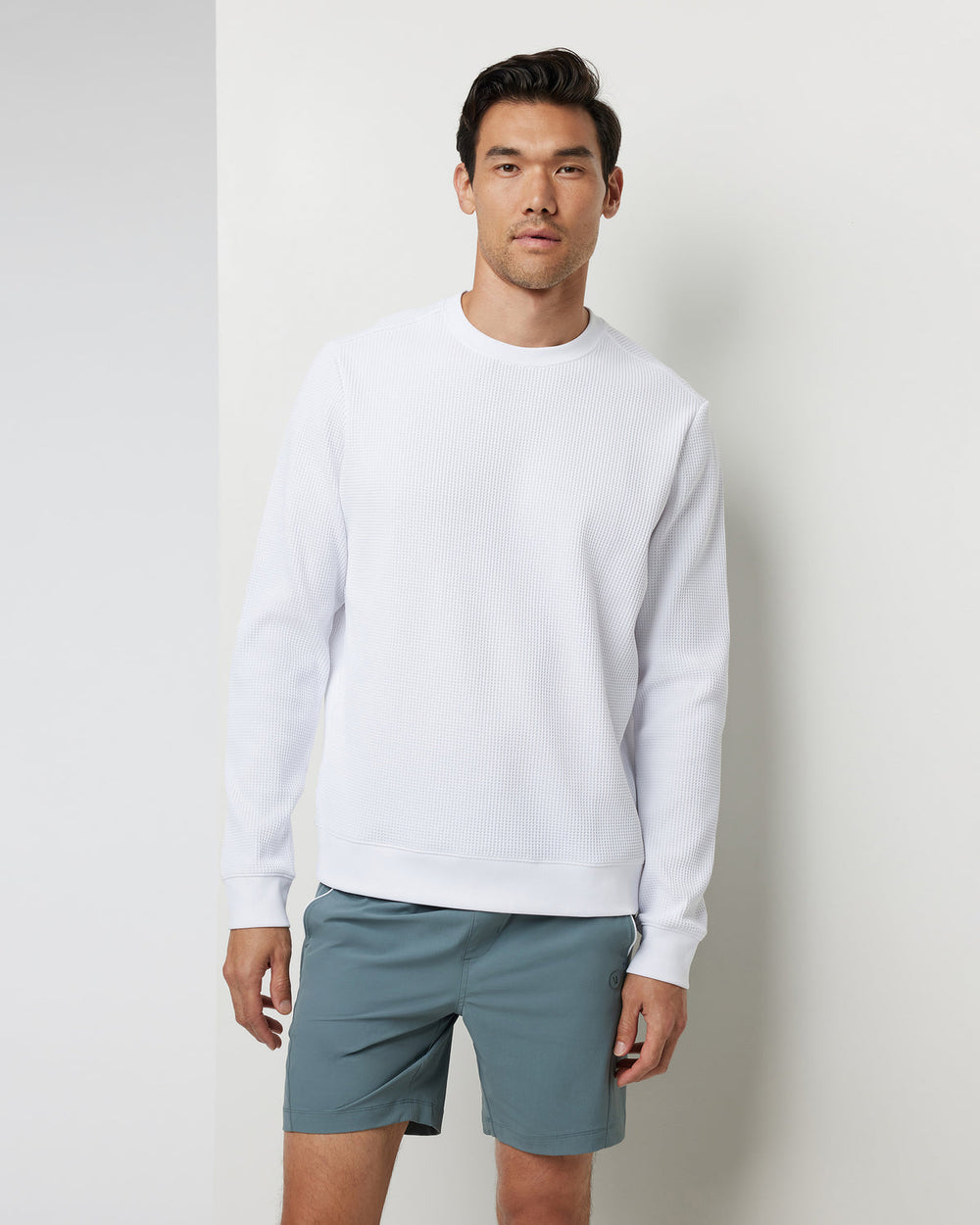 Jamestown Crew Men's White Waffle Crewneck | Vuori Discount