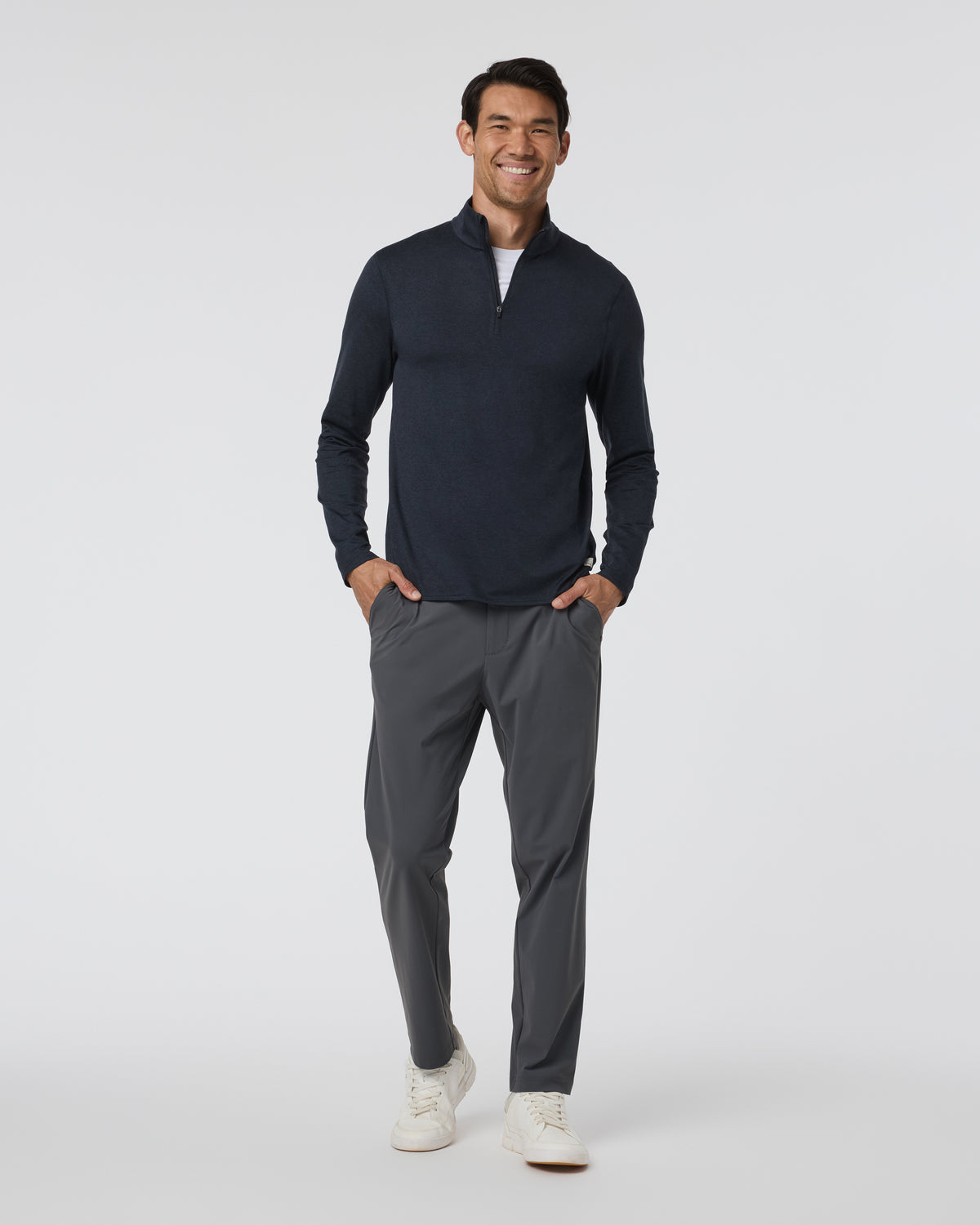Ponto Half Zip Mock Neck Ink Heather | Vuori Clothing