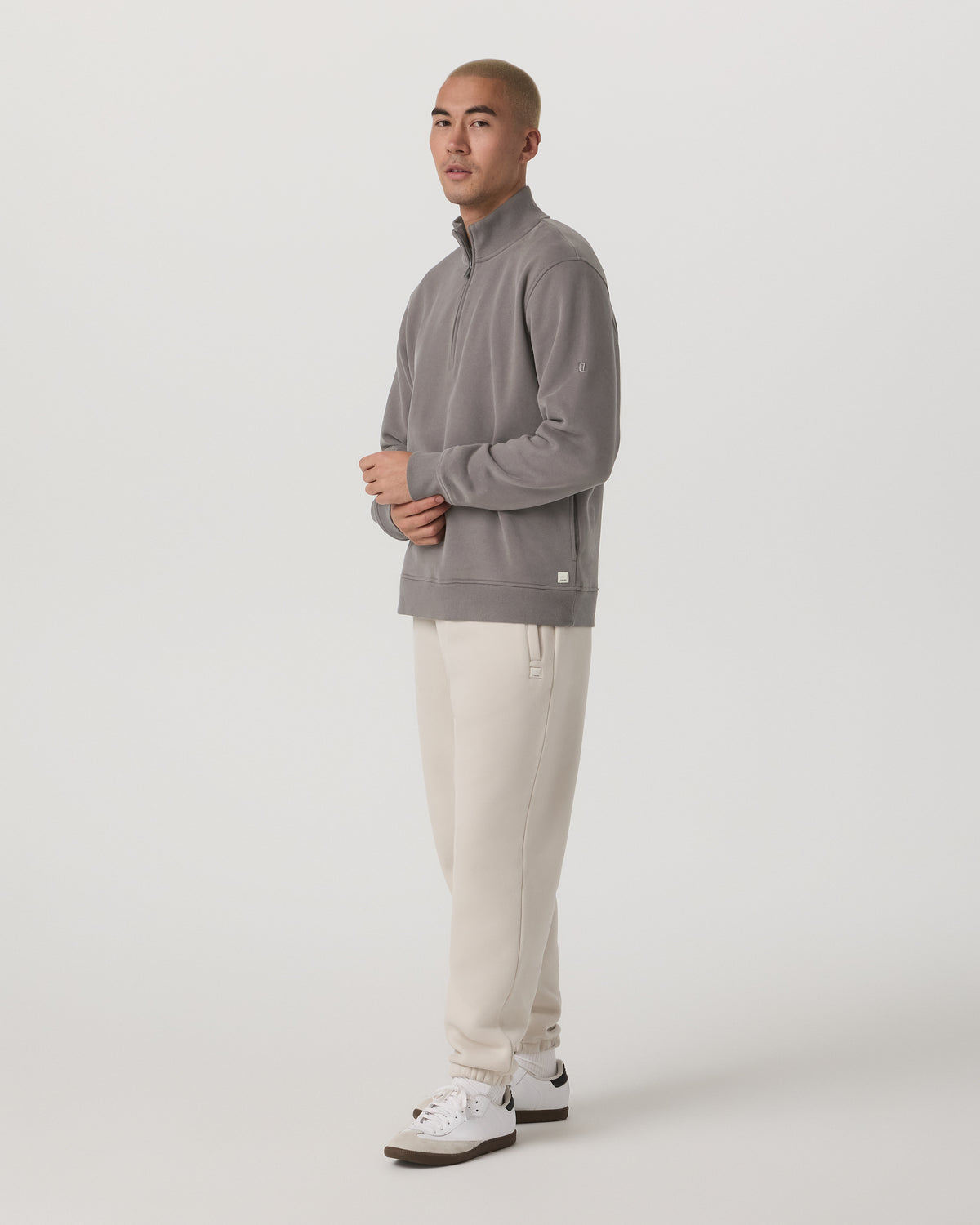 Seaside 1/2 Zip Classic Men's Cavern Grey Pullover | Vuori