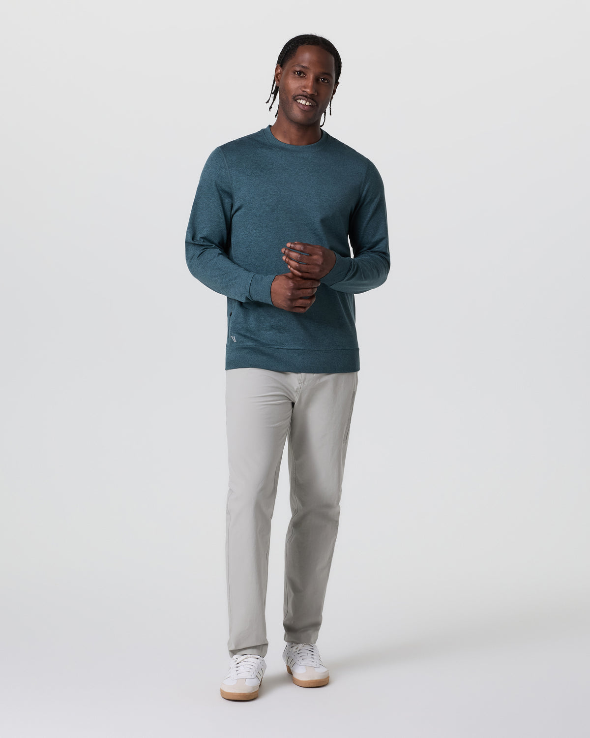 Ponto Performance Crew Deep Sea Heather Pullover | Vuori