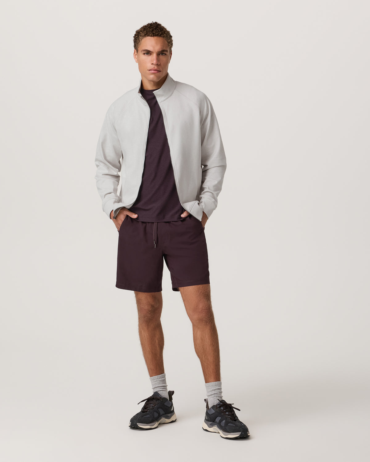 Coronado Novelty Full Zip Salt Heather Mock Neck Jacket | Vuori Clothing