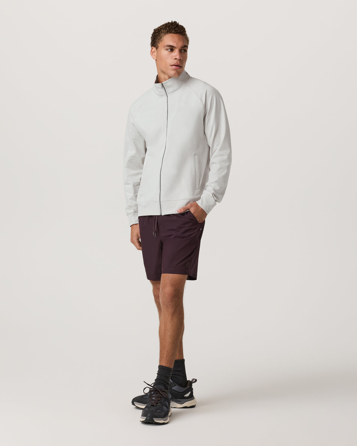 Coronado Novelty Full Zip Salt Heather Mock Neck Jacket | Vuori Clothing