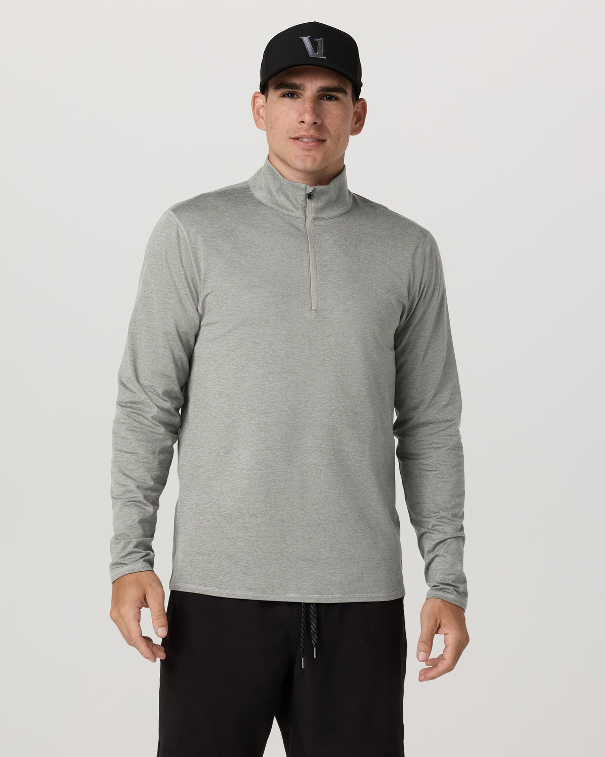 Ponto 1/2 Zip Mock Neck Men's Driftwood Heather Top | Vuori On sale