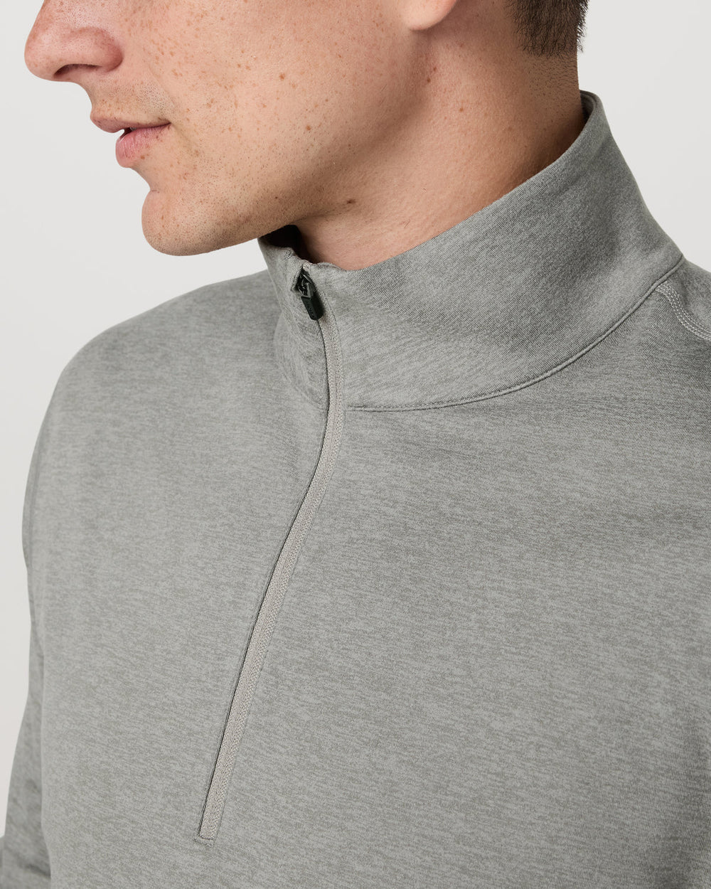 Ponto 1/2 Zip Mock Neck Men's Driftwood Heather Top | Vuori On sale