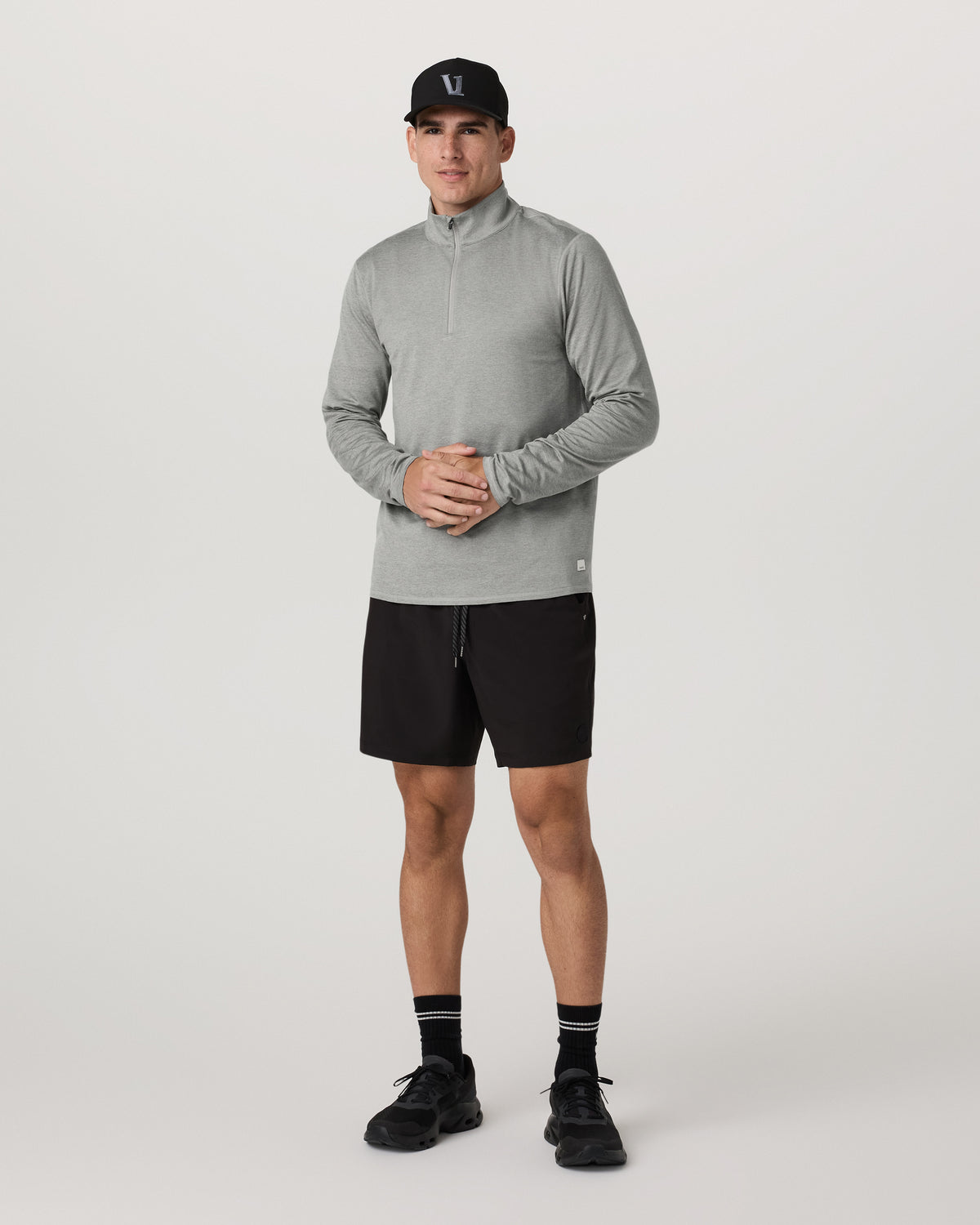 Ponto 1/2 Zip Mock Neck Men's Driftwood Heather Top | Vuori On sale