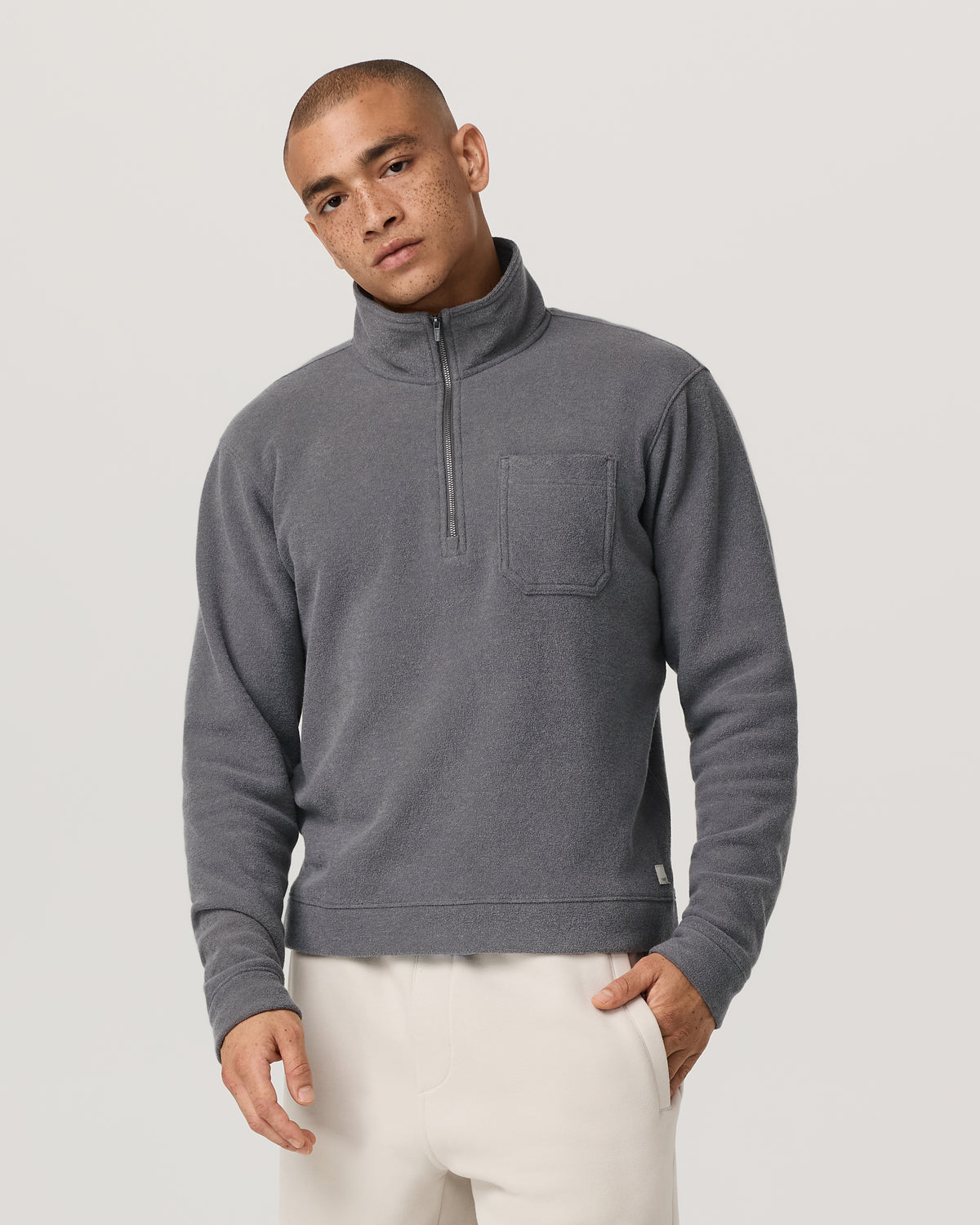 Beach Fleece 1/2 Zip - Relaxed Pinecone Heather Pullover | Vuori For sale